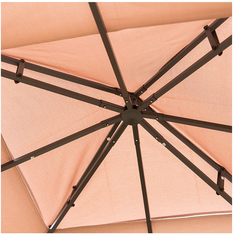 Outdoor Gazebo Steel Fabric Rectangle Tent With Mesh Curtain